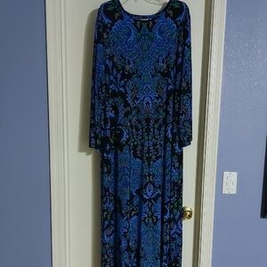 Chico's Vibrant Blue and Black Long Sleeve Dress